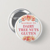 Feminine Orange Rose Floral Food Allergie Button (Vorne & Hinten)