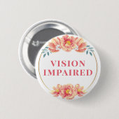 Feminine Orange Rose Florale Sehbehinderung Button (Vorne & Hinten)