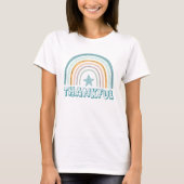 Feminine Pastel Rainbow Star Typography Thankful T-Shirt (Vorderseite)