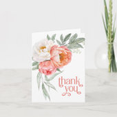 Feminine Peach Floral Vielen Dank Dankeskarte (Vorderseite)