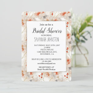 Feminine Peach Red White Floral Einladung