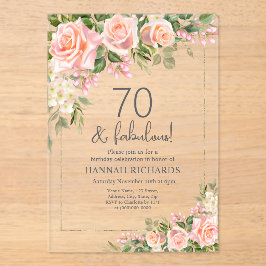 Feminine Peach | Roses Floral 70. Geburtstag Acryleinladungen