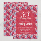 Feminine Peonies Floral Milestone Birthday Einladung (Vorne/Hinten)