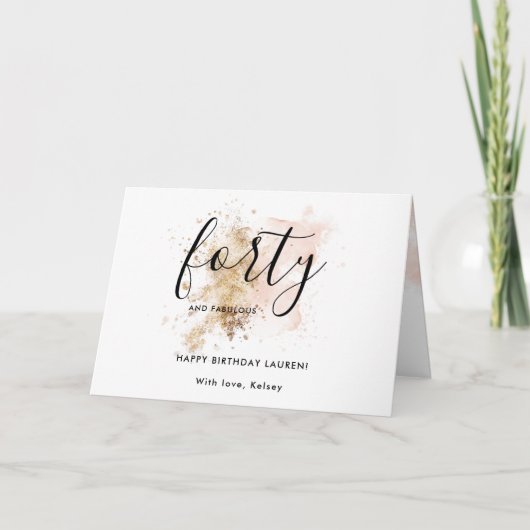 Feminine Pink 40 und herrlich 40. Geburtstag Karte (Vorderseite)