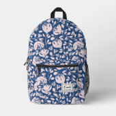 Feminine Pink Abstrakte Blumenschrift Bedruckter Rucksack (Vorderseite)