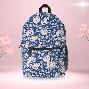 Feminine Pink Abstrakte Blumenschrift Bedruckter Rucksack