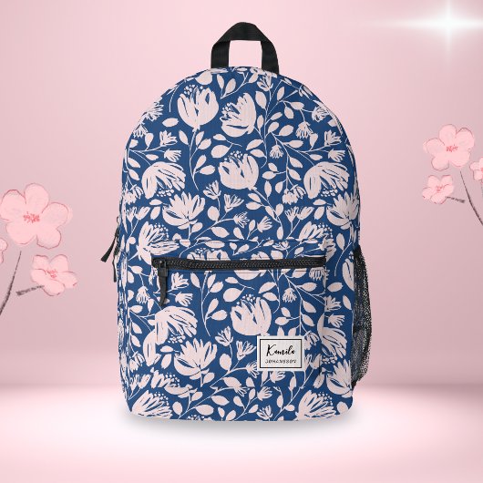 Feminine Pink Abstrakte Blumenschrift Bedruckter Rucksack