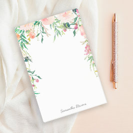 Feminine Pink Aquarellblume mit Ihrem Namen Post-it Klebezettel