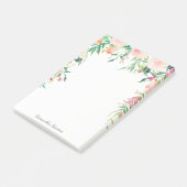 Feminine Pink Aquarellblume mit Ihrem Namen Post-it Klebezettel (angewinkelt)