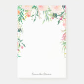 Feminine Pink Aquarellblume mit Ihrem Namen Post-it Klebezettel (Vorderseite)