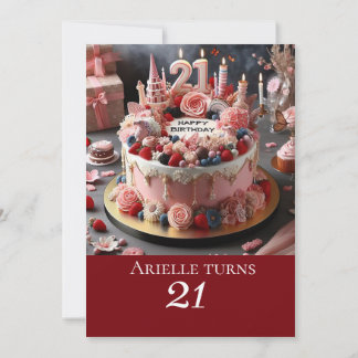 FEMININE PINK BIRTHDAY CAKE, 21. EINLADUNG