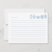 Feminine Pink Blue Ginger Jars Duschkabine Rezeptk Einladung (Rückseite)