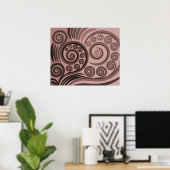 Feminine Pink Fern-Frond Curls Poster (Heimbüro)