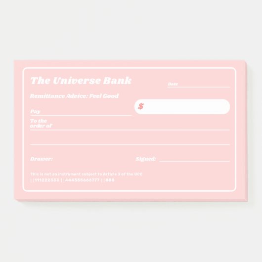 Feminine Pink Financial Manifestation Blank Karo Post-it Klebezettel (Vorderseite)