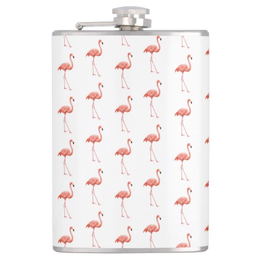 Feminine Pink Flamingo Muster Flachmann (Vorderseite)