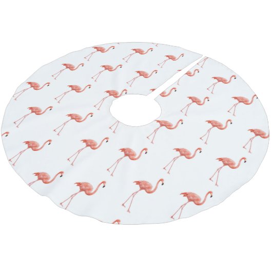 Feminine Pink Flamingo Muster Polyester Weihnachtsbaumdecke (Schrägansicht)