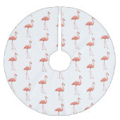 Feminine Pink Flamingo Muster Polyester Weihnachtsbaumdecke (Vorderseite)