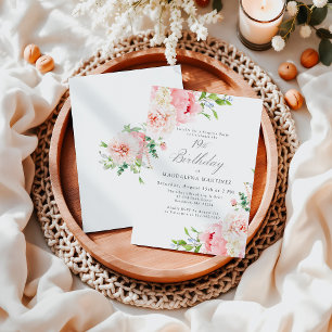 Feminine Pink Floral 19. Geburtstag Überraschung P Einladung