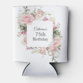 Feminine Pink Floral 75th Birthday Dosenkühler (Vorderseite)