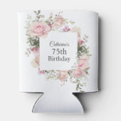 Feminine Pink Floral 75th Birthday Dosenkühler (Rückseite)
