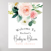 Feminine Pink Floral Baby in Bloom Baby Dusche Poster (Vorne)