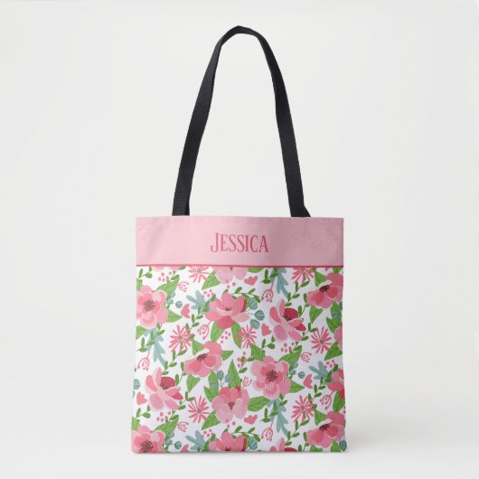 Feminine Pink Floral Muster Tasche (Vorderseite)