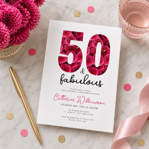Feminine Pink Florale 50 und Fantastischer Geburts Einladung