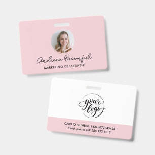 Feminine Pink-Foto-Logo Professionelle Mitarbeiter Ausweis