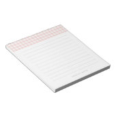 Feminine Pink Gingham Schreibmaschinenname Notepad Notizblock (angewinkelt)