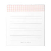 Feminine Pink Gingham Schreibmaschinenname Notepad Notizblock (Vorderseite)