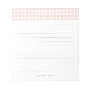 Feminine Pink Gingham Schreibmaschinenname Notepad Notizblock