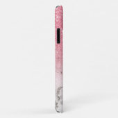 Feminine Pink Glitzer Ombre Marble Monogram Case-Mate iPhone Hülle (Hinten/Rechts)