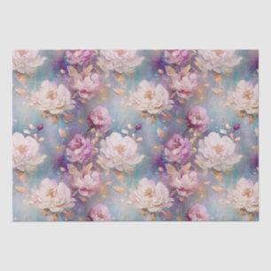 Feminine Pink Gold und Weiß Blumen Seidenpapier