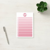Feminine Pink Gradient Monogram To Do List Post-it Klebezettel (Büro)