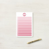 Feminine Pink Gradient Monogram To Do List Post-it Klebezettel (Auf Schreibtisch)