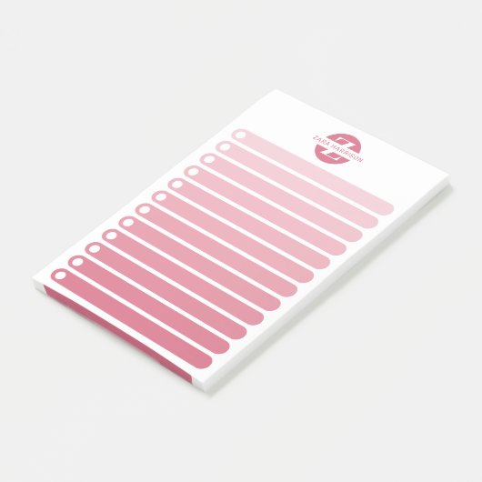 Feminine Pink Gradient Monogram To Do List Post-it Klebezettel (angewinkelt)