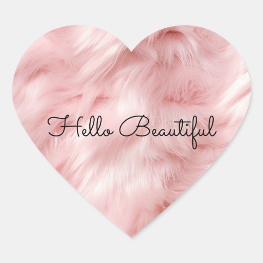 Feminine Pink Imitate Fur Herz-Aufkleber (Vorderseite)