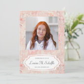 Feminine Pink Marble Feier zum Gedenken an das Leb Einladung (Stehend Vorderseite)