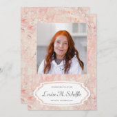 Feminine Pink Marble Feier zum Gedenken an das Leb Einladung (Vorne/Hinten)