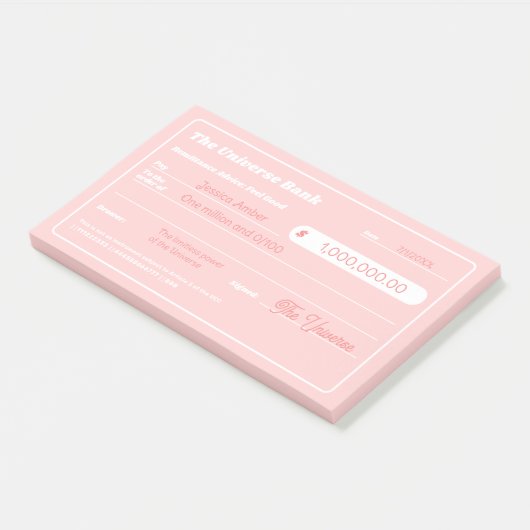 Feminine Pink Money Manifestation Blank Karo Post-it Klebezettel (angewinkelt)