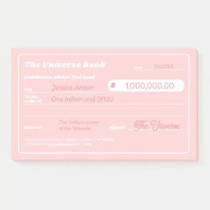 Feminine Pink Money Manifestation Blank Karo Post-it Klebezettel