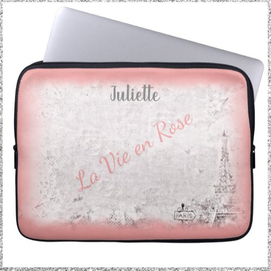Feminine Pink Paris La Vie En Rose Laptopschutzhülle