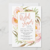 Feminine Pink Peonies Brautparty Einladung (Vorderseite)