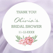 Feminine Pink Peony Brautparty Vielen Dank Runder Aufkleber