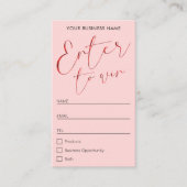 Feminine Pink & Red Script Preis Raffle Ticket (Vorderseite)