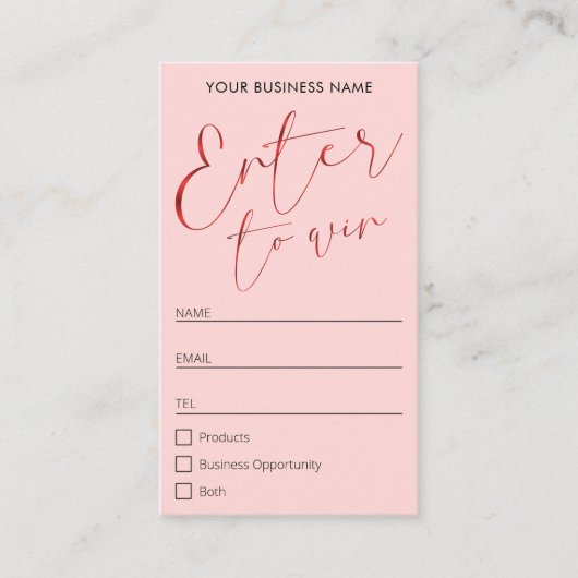 Feminine Pink & Red Script Preis Raffle Ticket (Vorderseite)