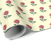 Feminine Pink Rose auf Creme Geschenkpapier (Rolleneckpunkt)