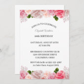 Feminine Pink Roses 90. Geburtstagsparty Einladung (Vorne/Hinten)
