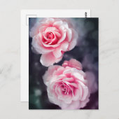 Feminine Pink Roses Foto Postkarte (Vorne/Hinten)