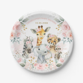 Feminine Pink Safari Jungle Wild Animals Baby Girl Pappteller